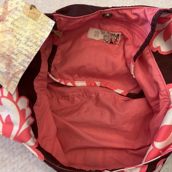 ROXY Y2K Style Pink Floral Tie Bag New with Tags Quirky Boho Purse Rare Find - Picture 7 of 8